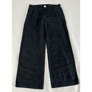 Old Navy Women's Size Medium  Black Linen Wide Leg Pants Drawstring